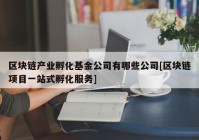 区块链产业孵化基金公司有哪些公司[区块链项目一站式孵化服务]